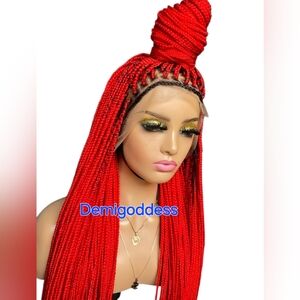 Braided Wig 30” | Red, Lacefrontal, ready to ship,Red